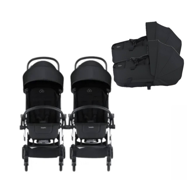Коляска 2в1 для двойни Bumprider Connect 3 + аксессуары шасси White