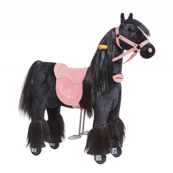 Механічна іграшка коник на колесах Ponnie Ebony S з рожевим сідлом
