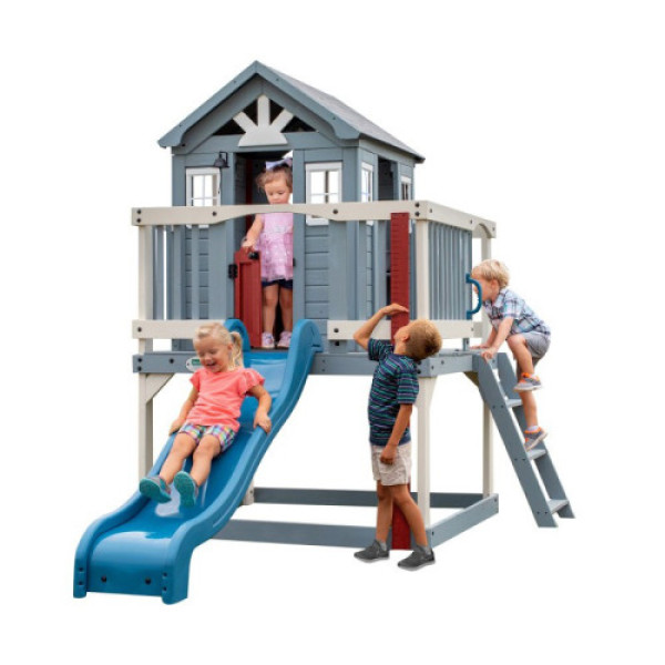 Деревянный домик на детской площадке Step2 с горкой и песочницей Backyard Discovery B2102323