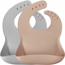 Нагрудник силіконовий 100% MinikOiOi BASICS - Bubble Beige / Powd, 2шт