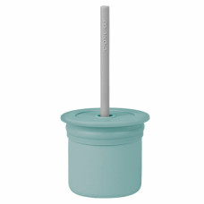 Чашка-контейнер з трубочкою силіконова MinikOiOi Sip+Snack - Aqua Green / Powder Grey