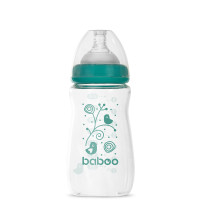Стеклянная бутылочка для кормления BABOO Антиколиковая, 250 мл, широкая горлышка, 3+ мес.