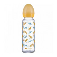 Пляшечка для годування скляна BEBE CONFORT 240ml S.1 з силіконовою пустушкою Little Buddies