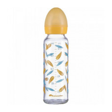 Пляшечка для годування скляна BEBE CONFORT 240ml S.1 з силіконовою пустушкою Little Buddies