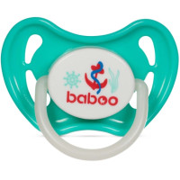 Пустушка кругла BABOO силіконова, світиться в темряві, зелена, Marine, 0+ місяців