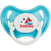 Пустышка круглая BABOO силиконовая, голубая, Marine, 0+ мес