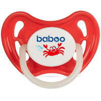 Пустышка круглая BABOO силиконовая, светящаяся в темноте, красная, Marine, 6+ мес