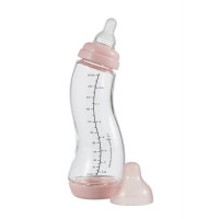 Стеклянная бутылочка антиколиковая с силиконовой соской 250 мл Difrax S-bottle Natural, Pink