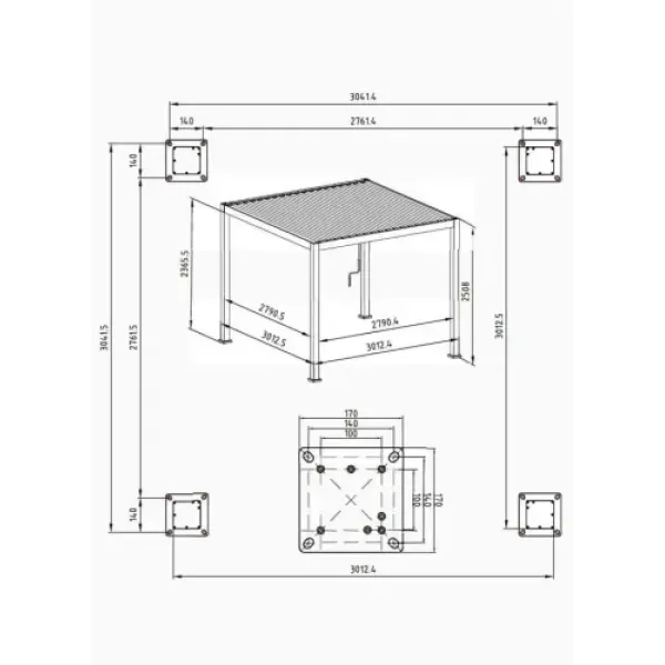 Пергола террасная садовая Gutroof Premium 3x3
