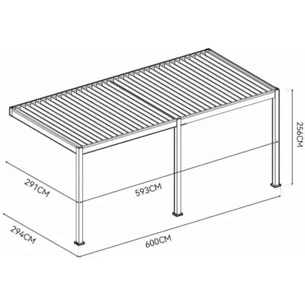Пергола терасна пристінна Gutroof ELEGANCE WALL AUTOMATIC 3x6 з підсвічуванням