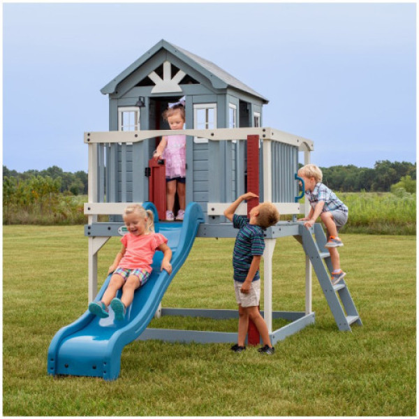 Деревянный домик на детской площадке Step2 с горкой и песочницей Backyard Discovery B2102323