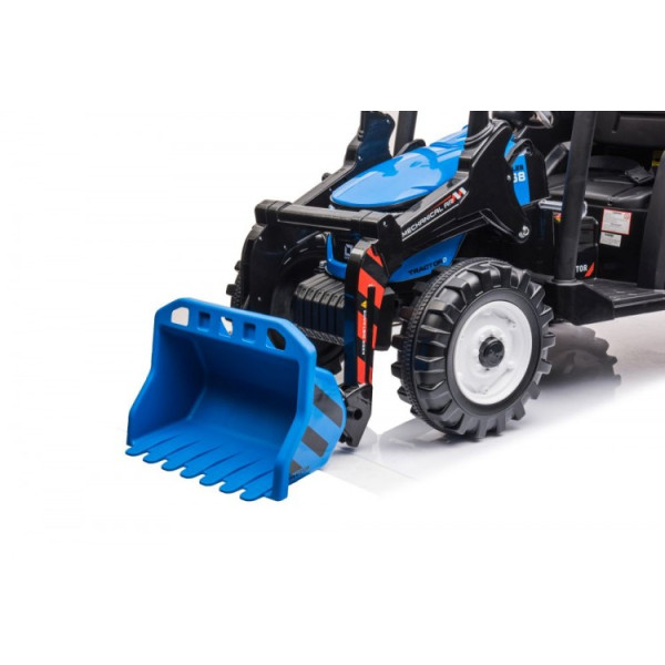 Дитячий електромобіль LEANToys трактор з лопатою і причепом Hercules Blue 24V