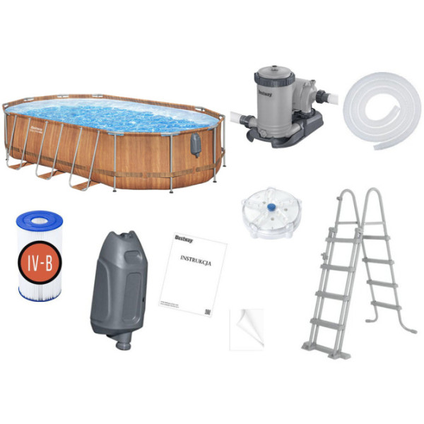Каркасний басейн Bestway 610x366x122  + дошка 10в1 + LED 56719