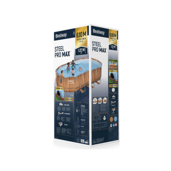 Каркасний басейн Bestway 610x366x122  + дошка 10в1 + LED 56719