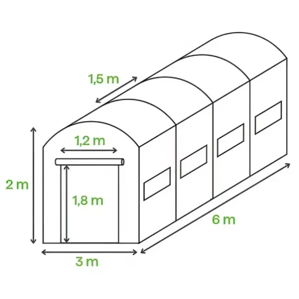 Садова теплиця-парник 18m2 Cultivo 3x6x2 ( 1 двері)
