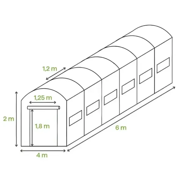 Садова теплиця-парник 24m2 Cultivo 3x8x2 green 007278