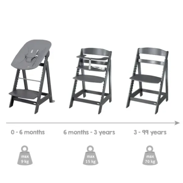 Стільчик для годування/шезлонг 2в1 Roba Born Up Gray