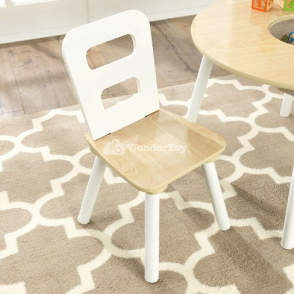 Дерев'яний круглий стіл і 2 круглих стільця Round Natural Kidkraft 27027
