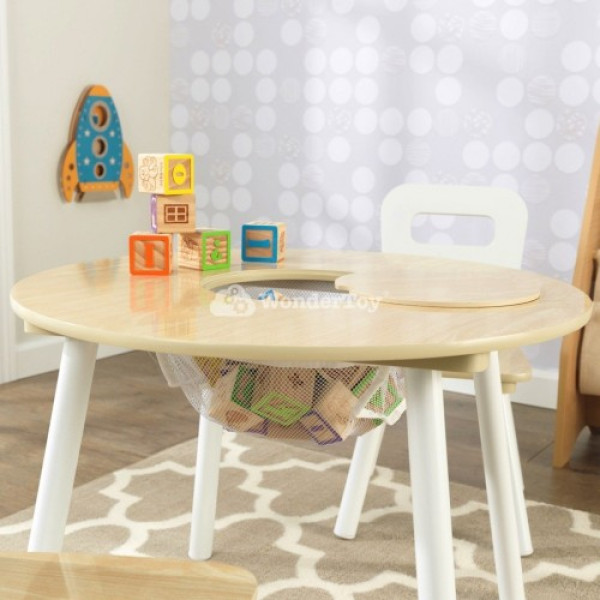Дерев'яний круглий стіл і 2 круглих стільця Round Natural Kidkraft 27027