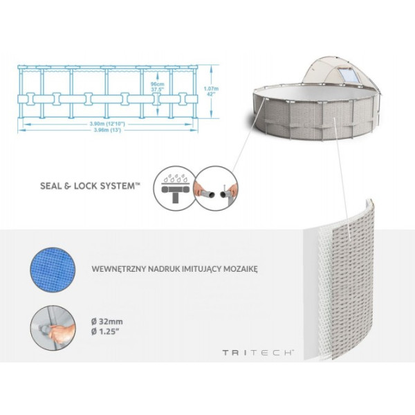 Каркасний басейн Bestway з шатровим накриттям 396x107cm 5614V