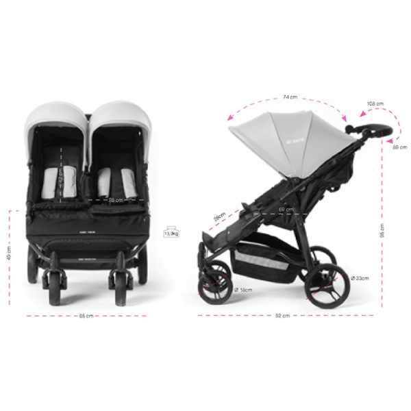 Прогулочная коляска для двойни Baby Monsters EASY TWIN 3.0S LT