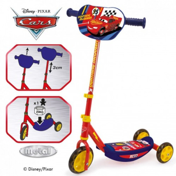 Дитячий триколісний самокат Smoby Cars 3