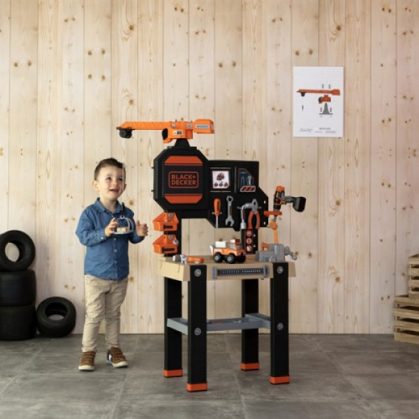 Игровой набор Мастерская с краном Smoby Black&Decker + 94 аксессуара