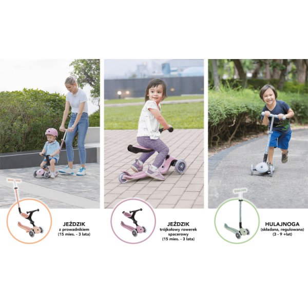 Детский самокат 3в1 Globber с сиденьем GO UP ACTIVE LIGHTS ECOLOGIC