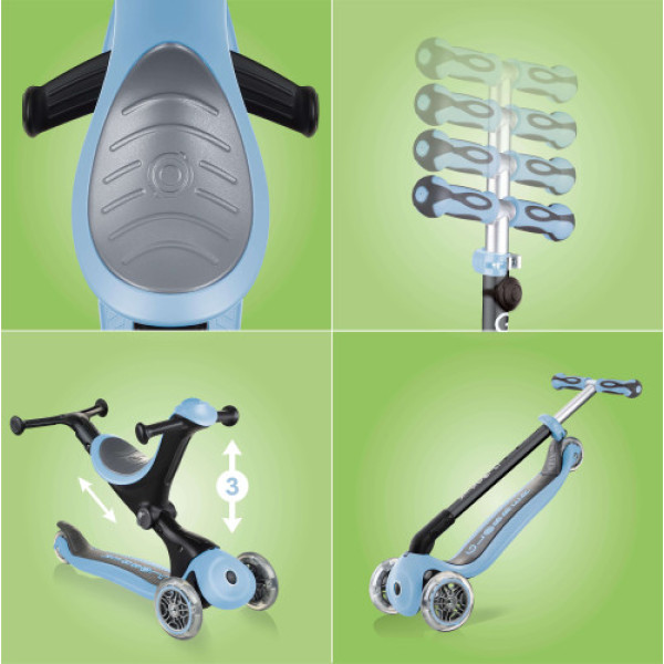 Дитячий самокат 3в1 Globber з сидінням GO UP DELUXE LIGHTS