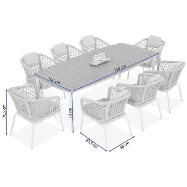 Набір садових меблів FURROREROMA DINNING стіл + 8 крісел