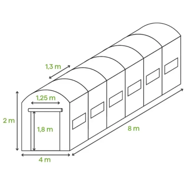 Садова теплиця-парник 32m2 Cultivo 4x8x2 Green