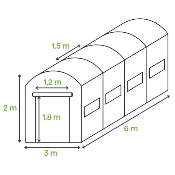 Садовая теплица-парник 18m2 Cultivo 3x6x2