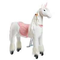 Механічна іграшка коник на колесах Ponnie Merlin M з рожевим сідлом