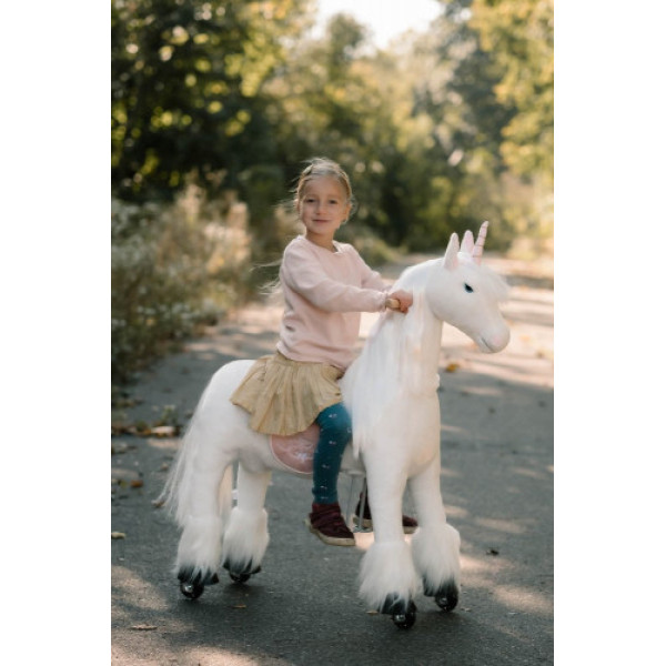 Механічна іграшка коник на колесах Ponnie Merlin M з рожевим сідлом
