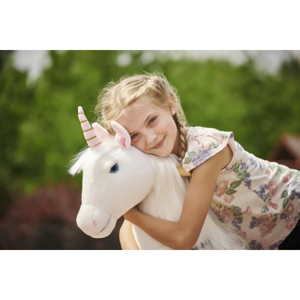 Механічна іграшка коник на колесах Ponnie Merlin M з рожевим сідлом