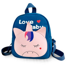 Детский рюкзак Evo-Kids Small Unicorn-2 Blue (арт. 2418-19 Blue Unicorn-2) - ткань синяя / рисунок единорог розовый (коробок 1 шт.)