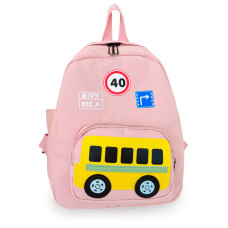 Дитячий рюкзак Evo-Kids Small Bus Pink (арт. 2418-7 Pink Bus) - рожева тканина / малюнок автобус (коробок 1 шт.)