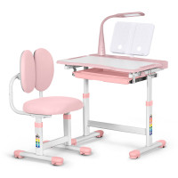 Комплект мебели Evo-Kids (стол+стул+полка+лампа) BD-20 PN - столешница белая / цвет пластика розовый (коробок-1 шт.)