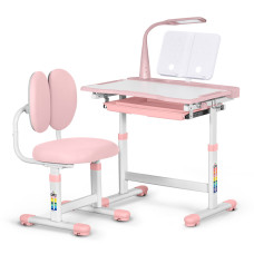Комплект меблів Evo-Kids (стіл+стілець+полиця+лампа) BD-20 PN - стільниця біла / колір пластика рожевий (коробок-1 шт.)