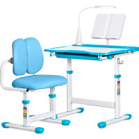 Комплект меблів Evo-kids (стіл+стілець+полиця+лампа) BD-23 BL - стільниця біла / колір пластика блакитний (коробок-1 шт.)