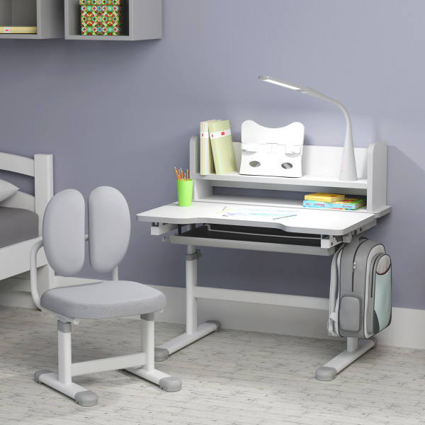 Комплект меблів Evo-Kids (стіл+стілець+полиця+лампа) BD-24 Grey (арт. BD-24 G) - стільниця біла / колір пластику сірий (коробок-1 шт.)