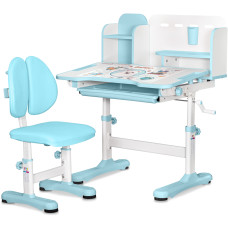Комплект меблів (стіл + стілець + полиця) Mealux BD-28 Panda Blue (арт. BD-28 BL) - стільниця біла / колір пластику блакитний (коробок-1 шт.)