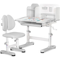 Комплект меблів (стіл + стілець + полиця) Mealux BD-28 Panda Grey (арт. BD-28 G) - стільниця біла / колір пластику сірий (коробок-1 шт.)