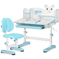 Комплект меблів (стіл + стілець + полиця) Mealux BD-29 Panda XL Blue (арт. BD-29 BL) - стільниця біла / колір пластику блакитний (коробок-1 шт.)