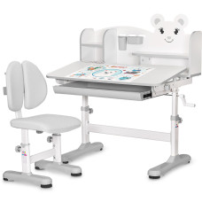 Комплект меблів (стіл + стілець + полиця) Mealux BD-29 Panda XL Grey (арт. BD-29 G) - стільниця біла / колір пластику сірий (коробок-1 шт.)