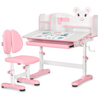 Комплект меблів (стіл + стілець + полиця) Mealux BD-29 Panda XL Pink (арт. BD-29 PN) - стільниця біла / колір пластику рожевий (коробок-1 шт.)