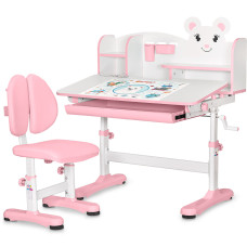 Комплект меблів (стіл + стілець + полиця) Mealux BD-29 Panda XL Pink (арт. BD-29 PN) - стільниця біла / колір пластику рожевий (коробок-1 шт.)