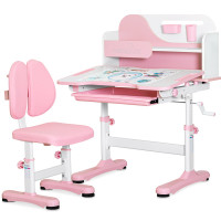 Комплект мебели (стол + стульчик + полка) Mealux Wave Pink (арт. BD-31 PN) - столешница белая / накладки на ножках розовые (коробок-1шт.)
