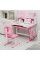 Комплект меблів (стіл + стільчик + полиця) Mealux Wave Pink (арт. BD-31 PN) - стільниця біла / накладки на ніжках рожеві (коробок-1шт.)