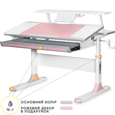 Детский стол Mealux Edmonton Multicolor PN с полкой S50 (арт. BD-610 W/MC + PN + S50 WG) - столешница белая / накладки серые и розовые (коробок-3 шт.)